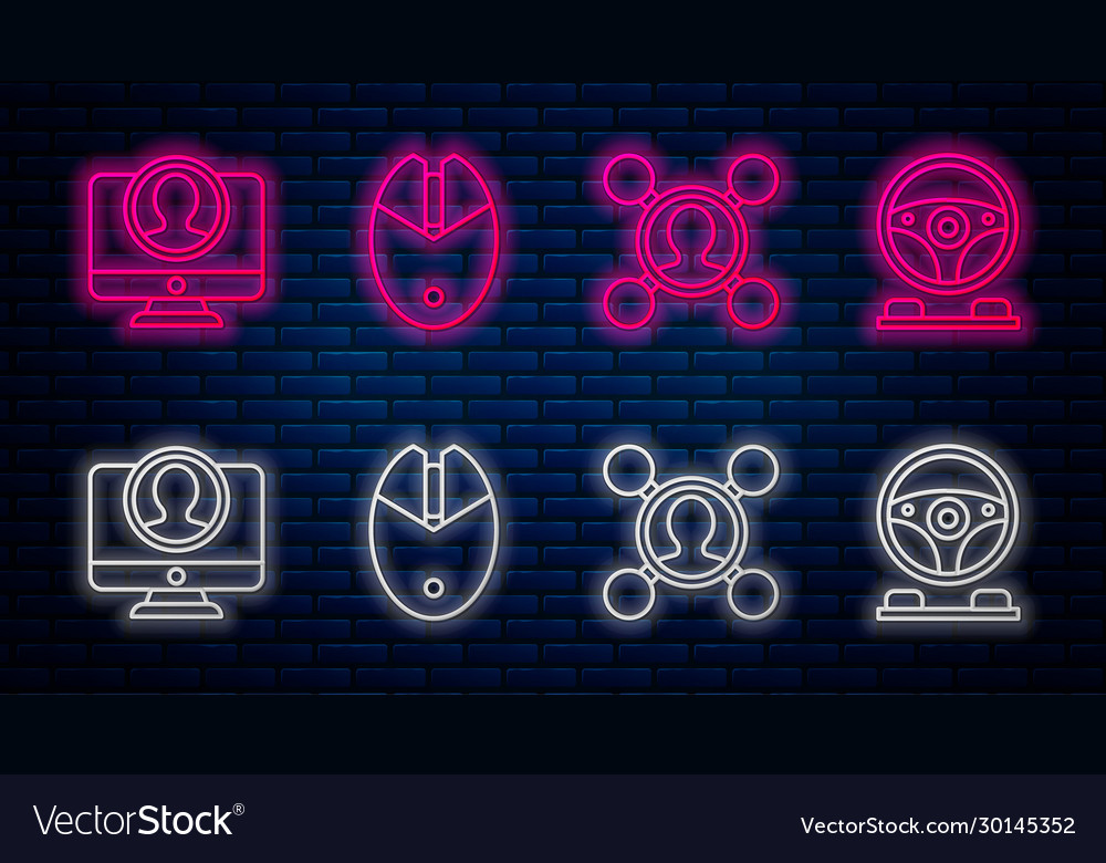 Set line computer mouse gaming share create vector image Set line computer mouse gaming share create