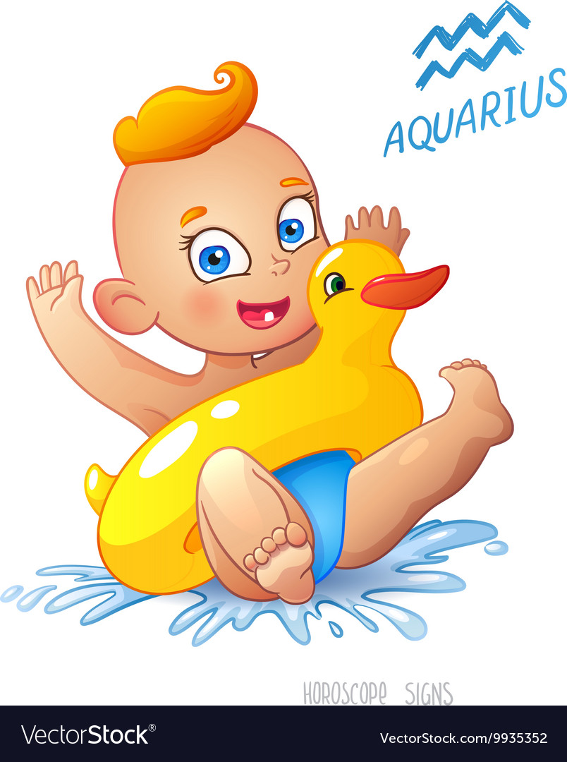 Zodiac sign aquarius child enjoys swimming water