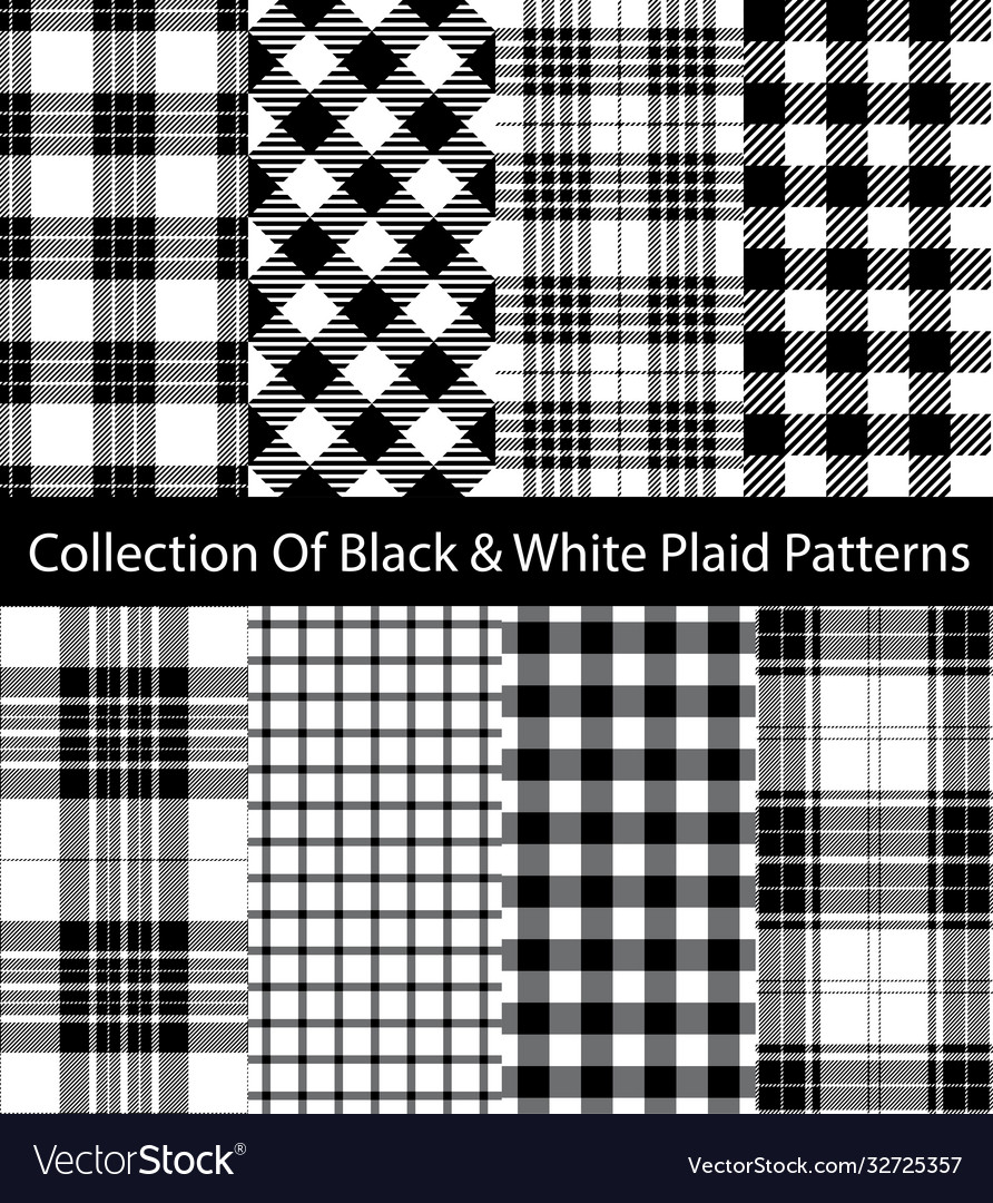 Black and white plaid collection Royalty Free Vector Image