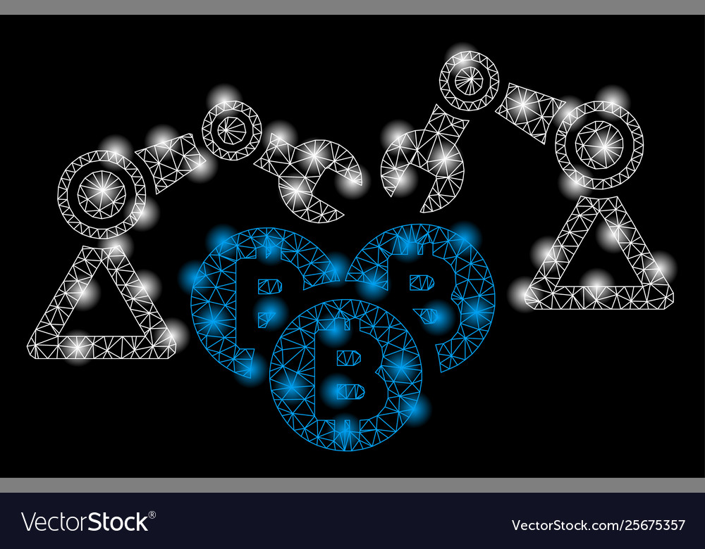 Helle Netz Netzwerk Bitcoin Bergbau Robotik vector image Helle Netz Netzwerk Bitcoin Bergbau Robotik
