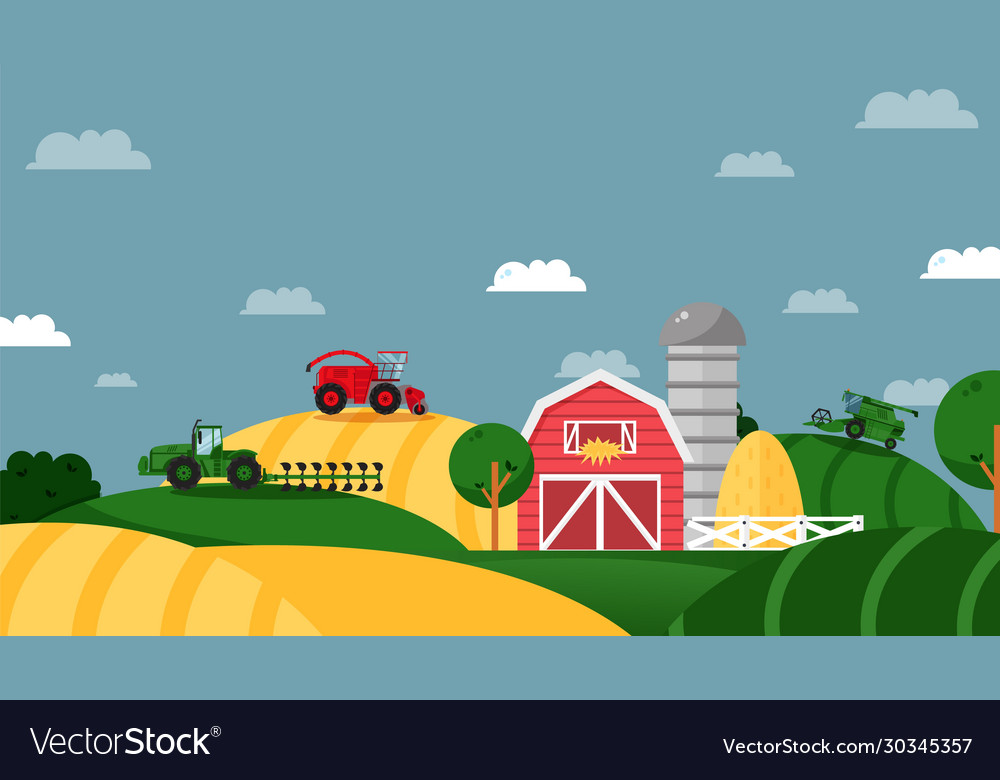 Farm field agricultural business working tractor