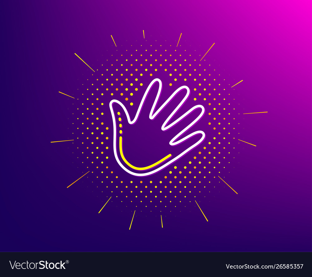 Hand wave line icon palm sign Royalty Free Vector Image