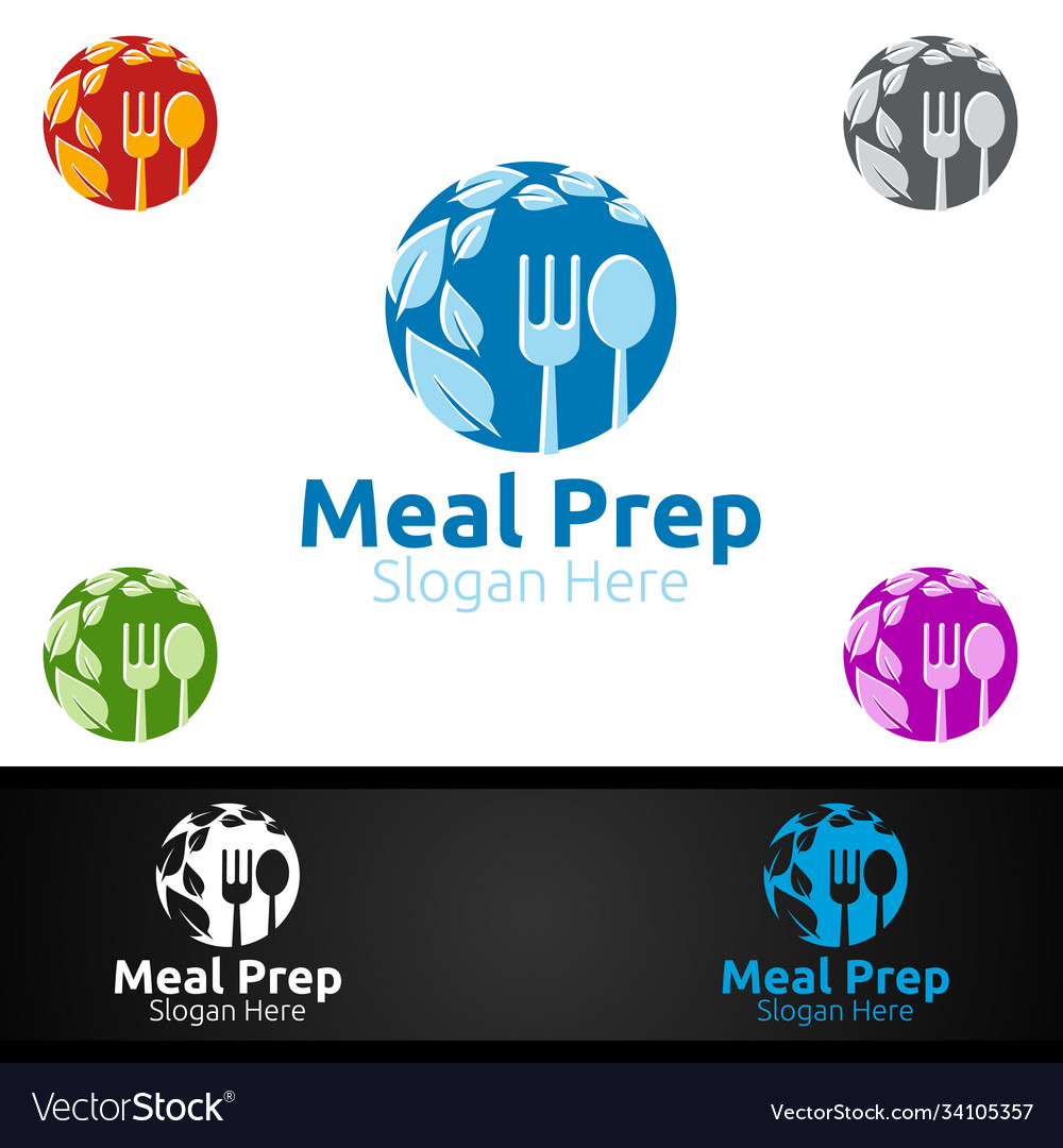 Meal prep gesunde Lebensmittel-Logo für Restaurant Café