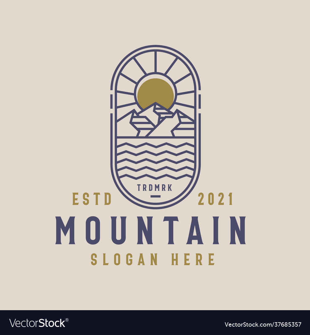 Mountain lineart logo template vintage concept