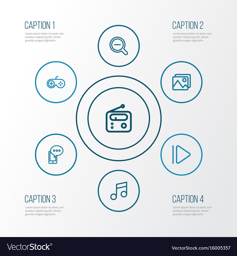 Music outline icons set collection of musical