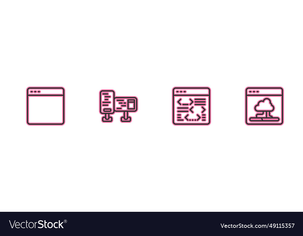 Set line browser window software computer monitor vector image Set line browser window software computer monitor