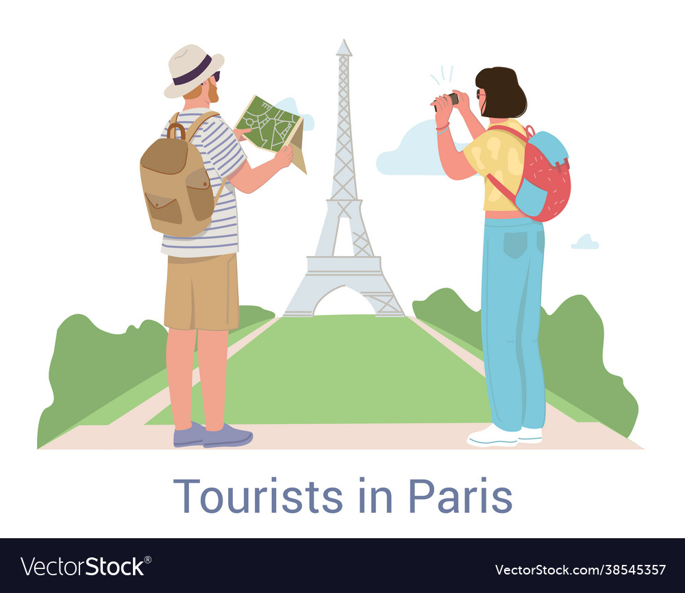 Tourists on vacation in paris sightseeing