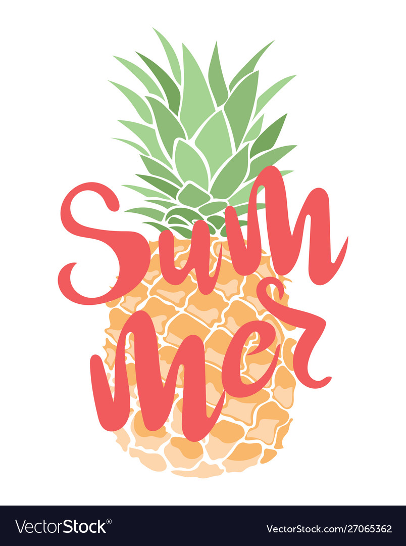 A cartoon pineapple with an inscription summer Vector Image