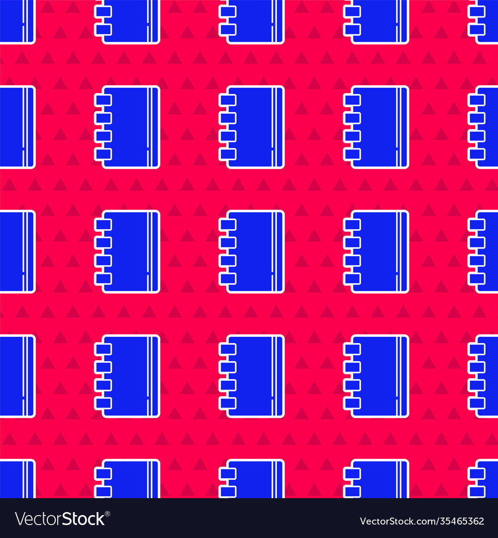 Blue notebook icon isolated seamless pattern