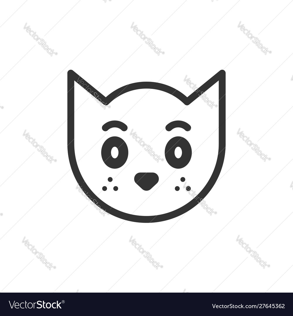 Cat head icon in flat style cute pet on white