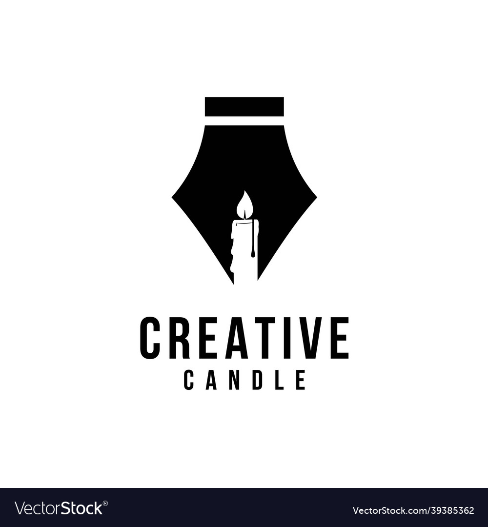 Creative pen and candle logo design template