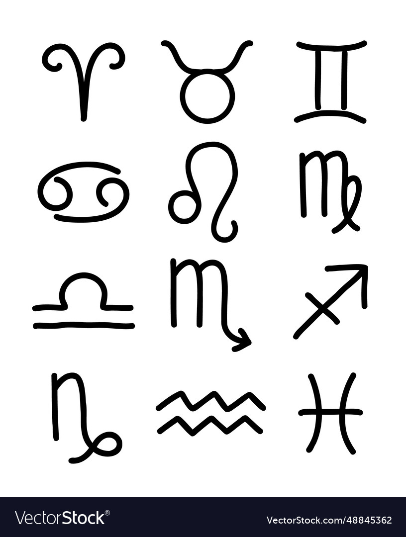 Hand drawn astrological signs collection Vector Image