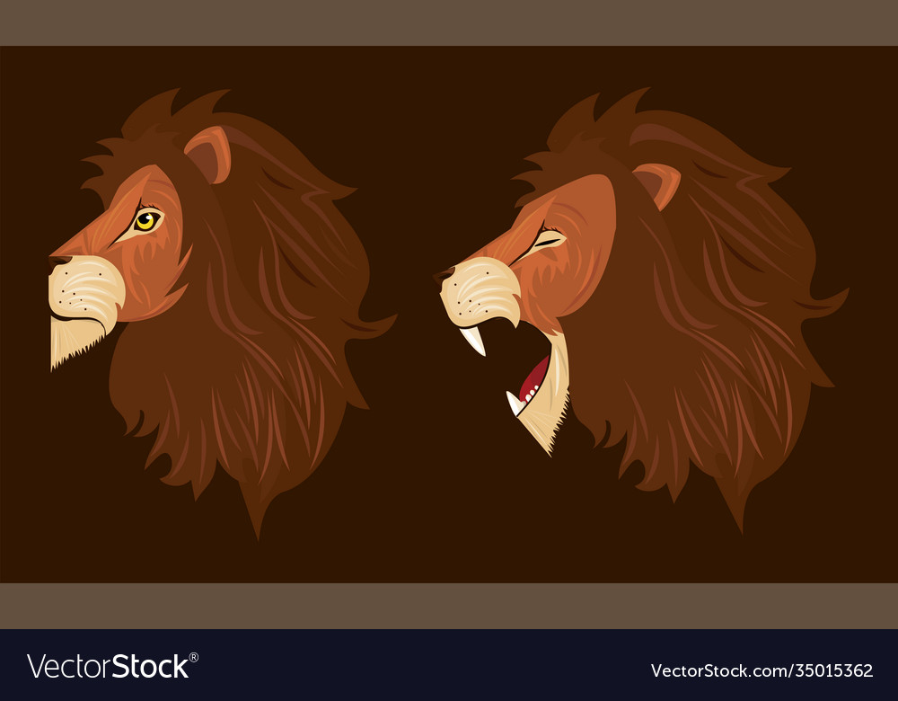 Heads lions kings profiles colorful icons