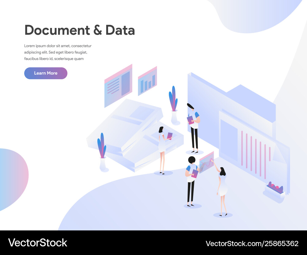 Landing page template documents and data Vector Image