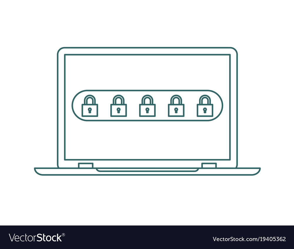 Laptop with password notification and lock icon