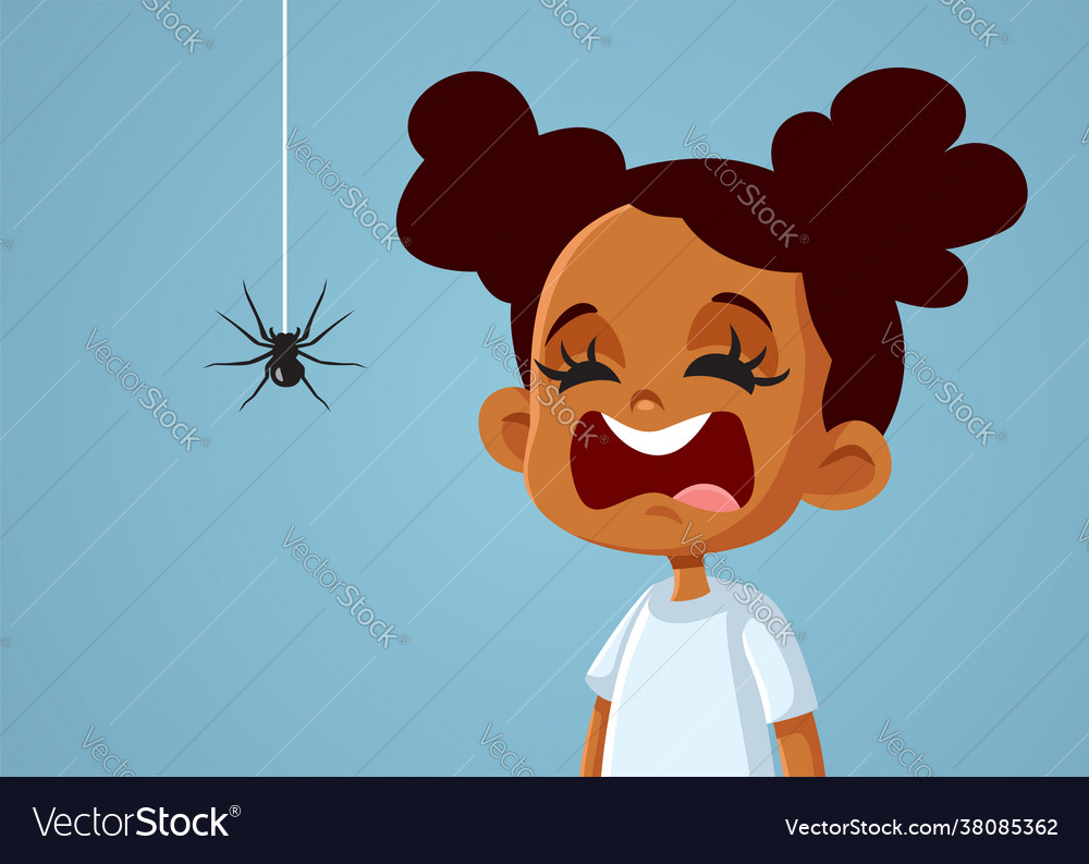 Little scared african girl suffering from Vector Image Little scared african girl suffering from Vector Image