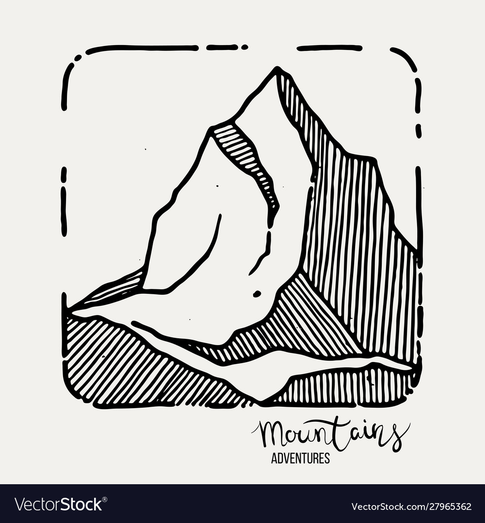 Bergabenteuer Grunge Hand gezogen vector image Bergabenteuer Grunge Hand gezogen