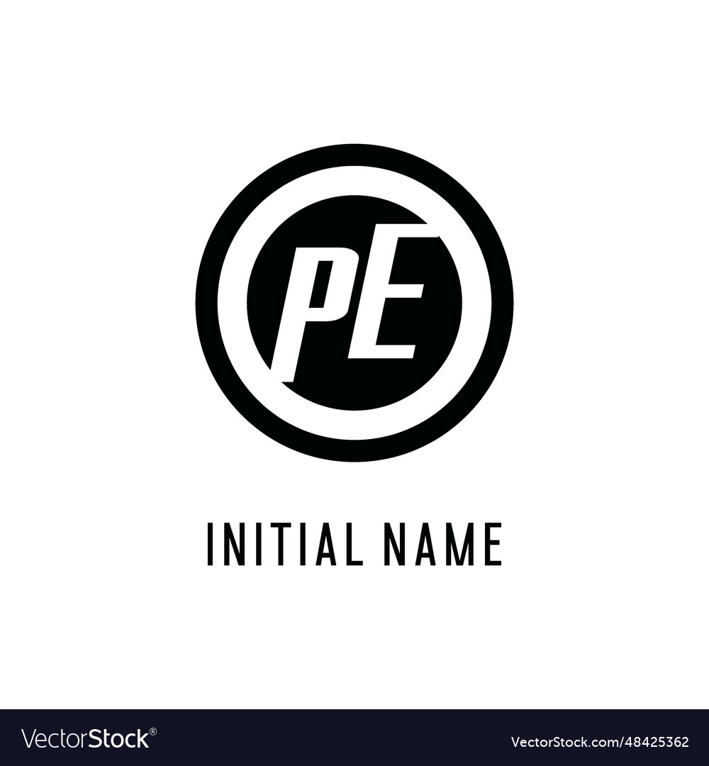 PE Initial Monogram Logo - Circles