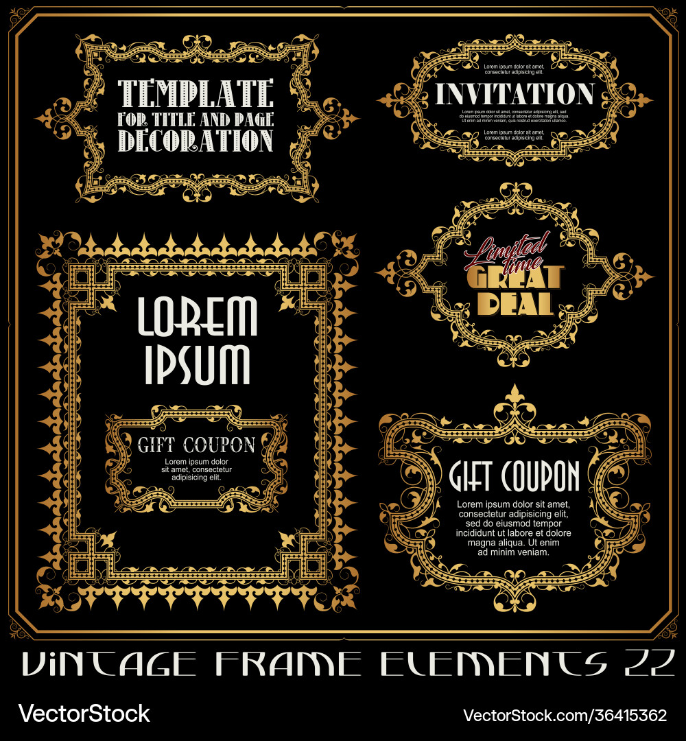 Set frame and border design elements Royalty Free Vector