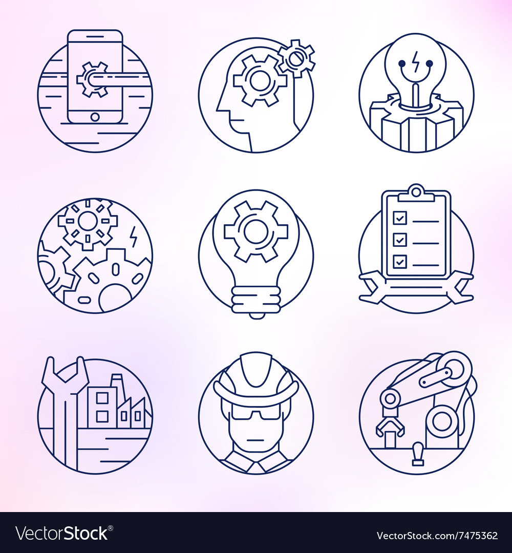 Set of icons in modern linear style
