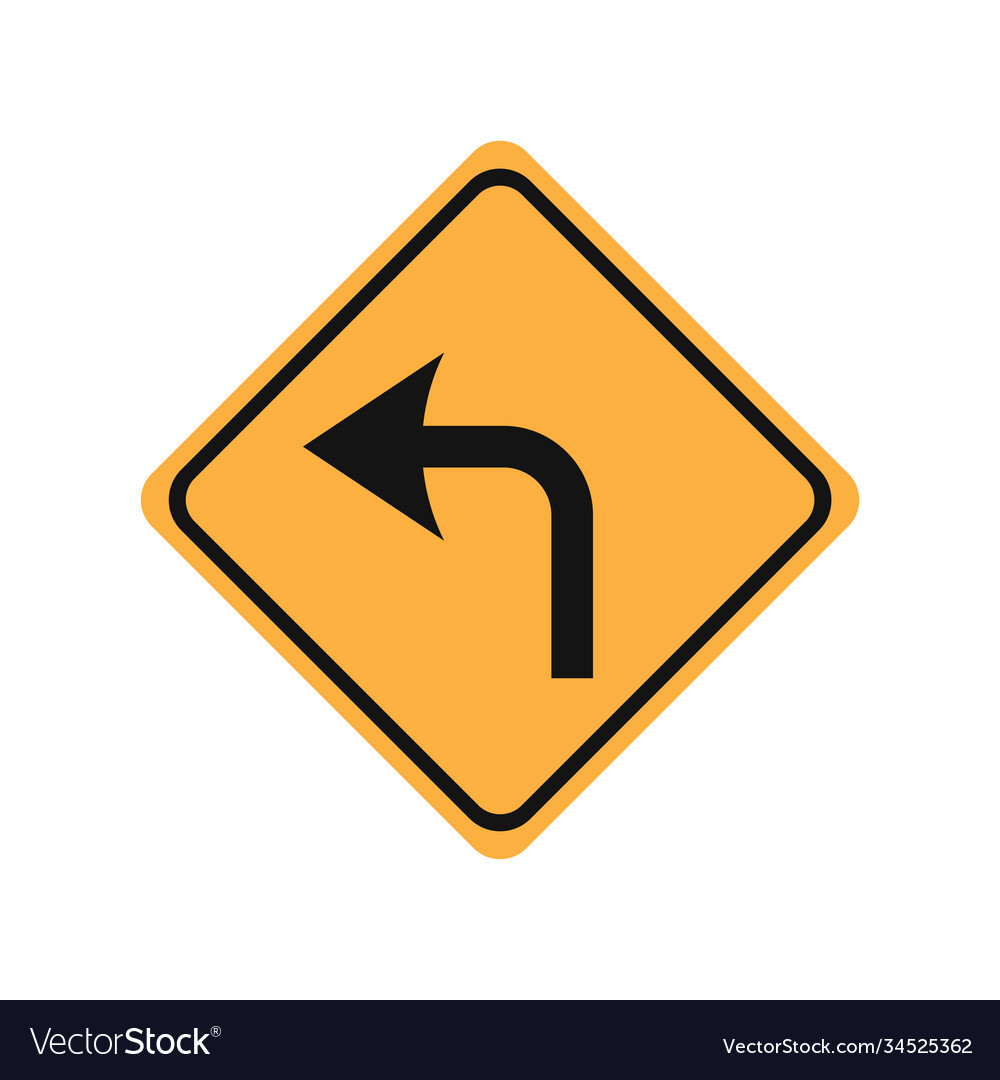 Turn left glyph icon road sign in white