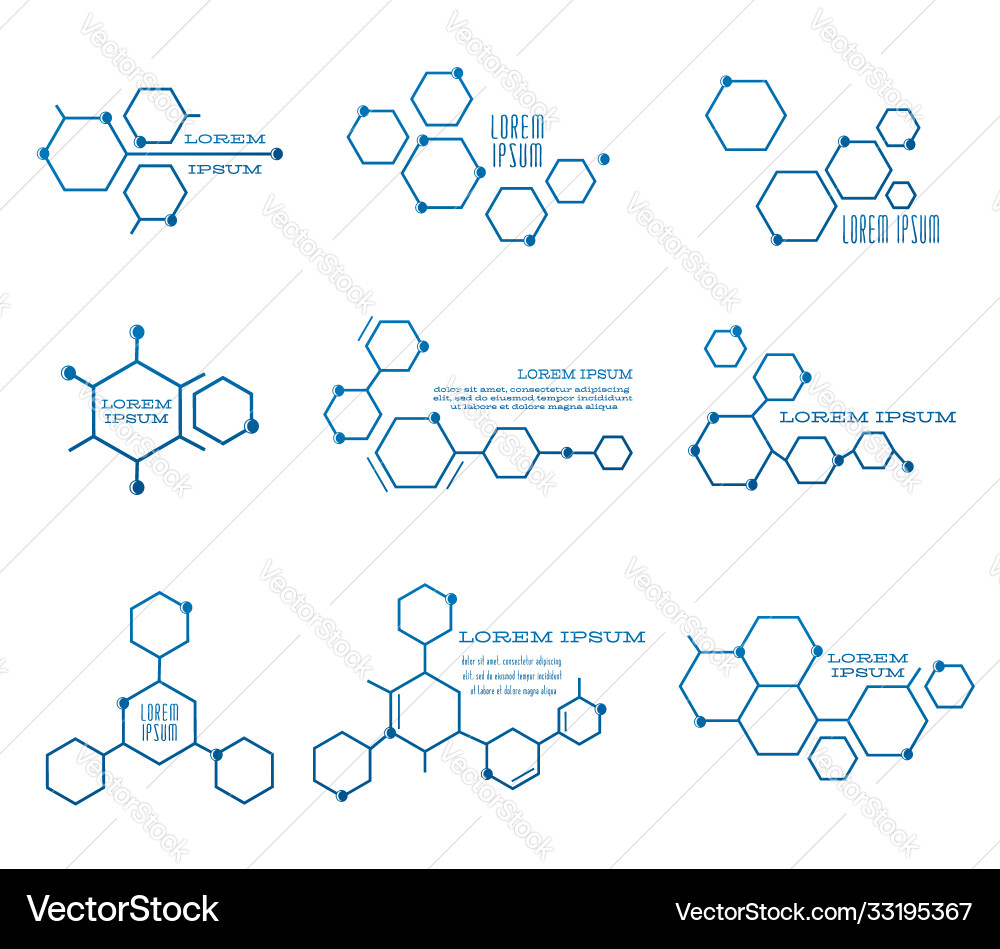 Abstract molecule icon set Royalty Free Vector Image