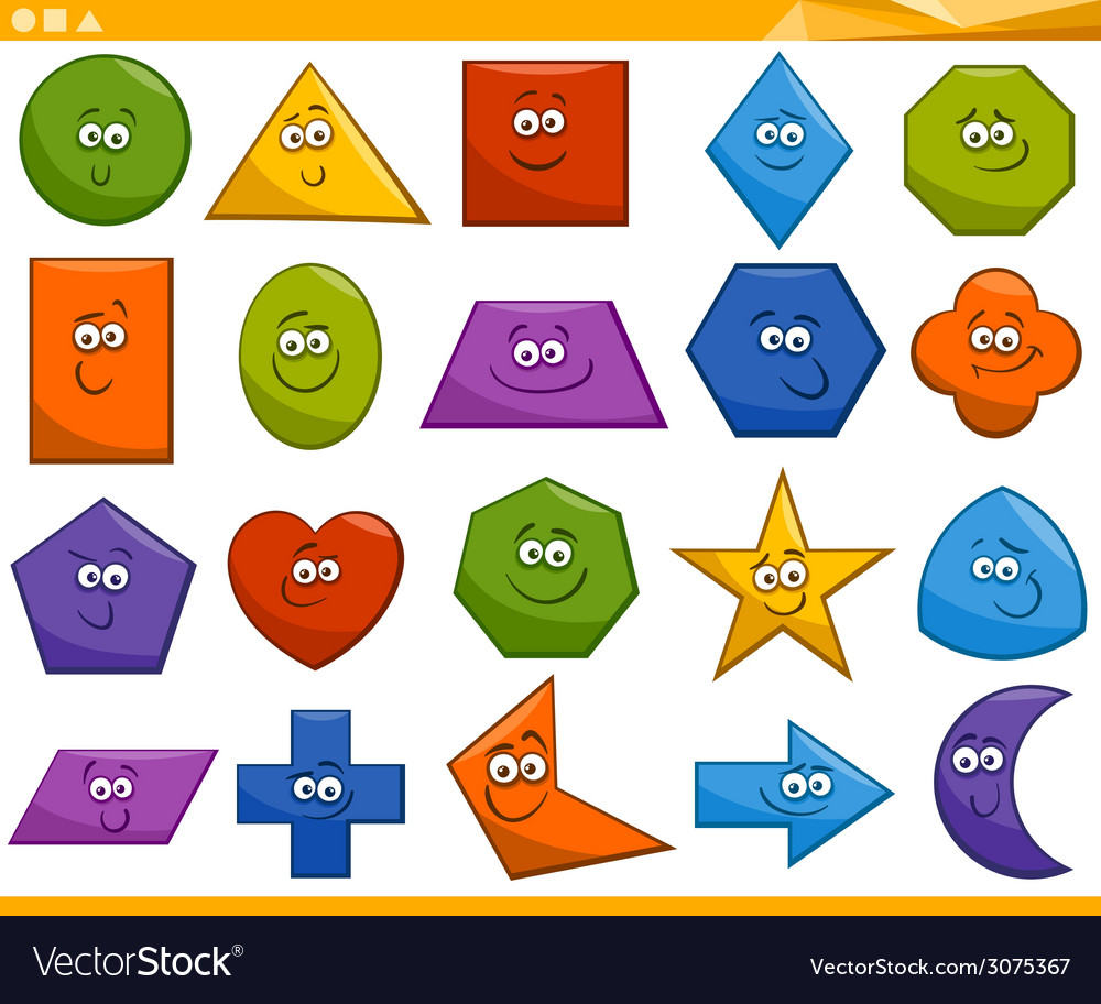 Cartoon basic geometric shapes Royalty Free Vector Image