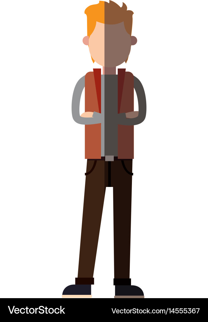 Character man standing wear vest style image Vector Image