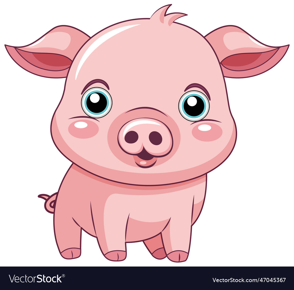 Cute pig cartoon character Royalty Free Vector Image