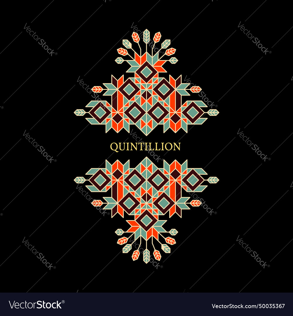 Decorative element in retro style line art design vector image Decorative element in retro style line art design
