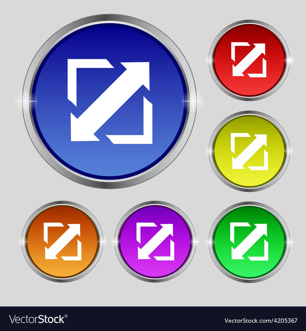 Deploying video screen size icon sign round symbol