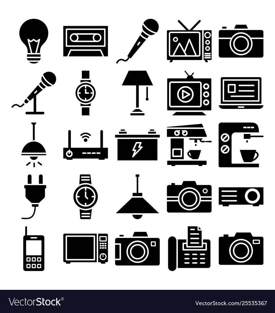 Electronics and devices isolated icons set