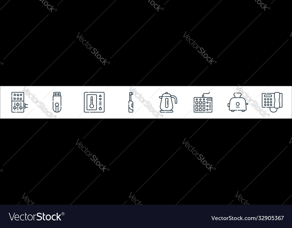 Electronics line icons linear set quality