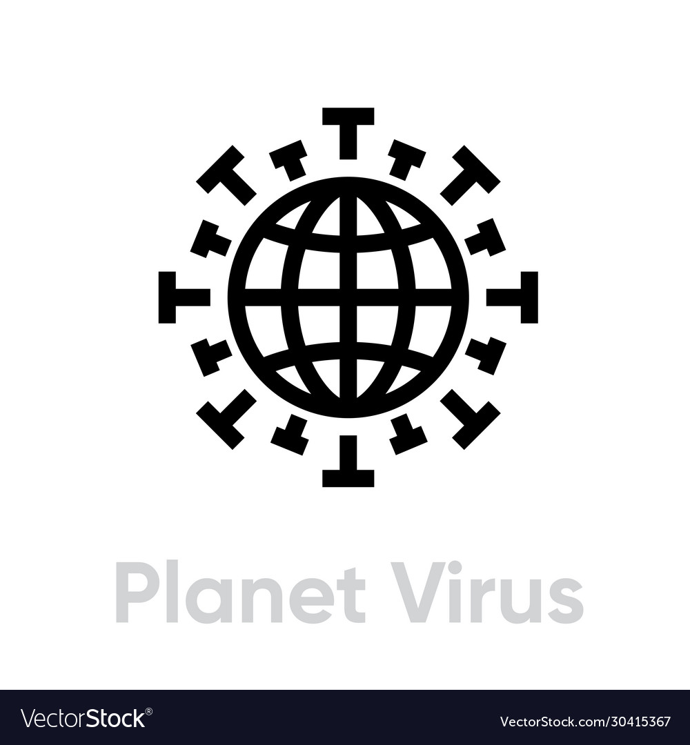 Globe pandemic line icon novel coronavirus