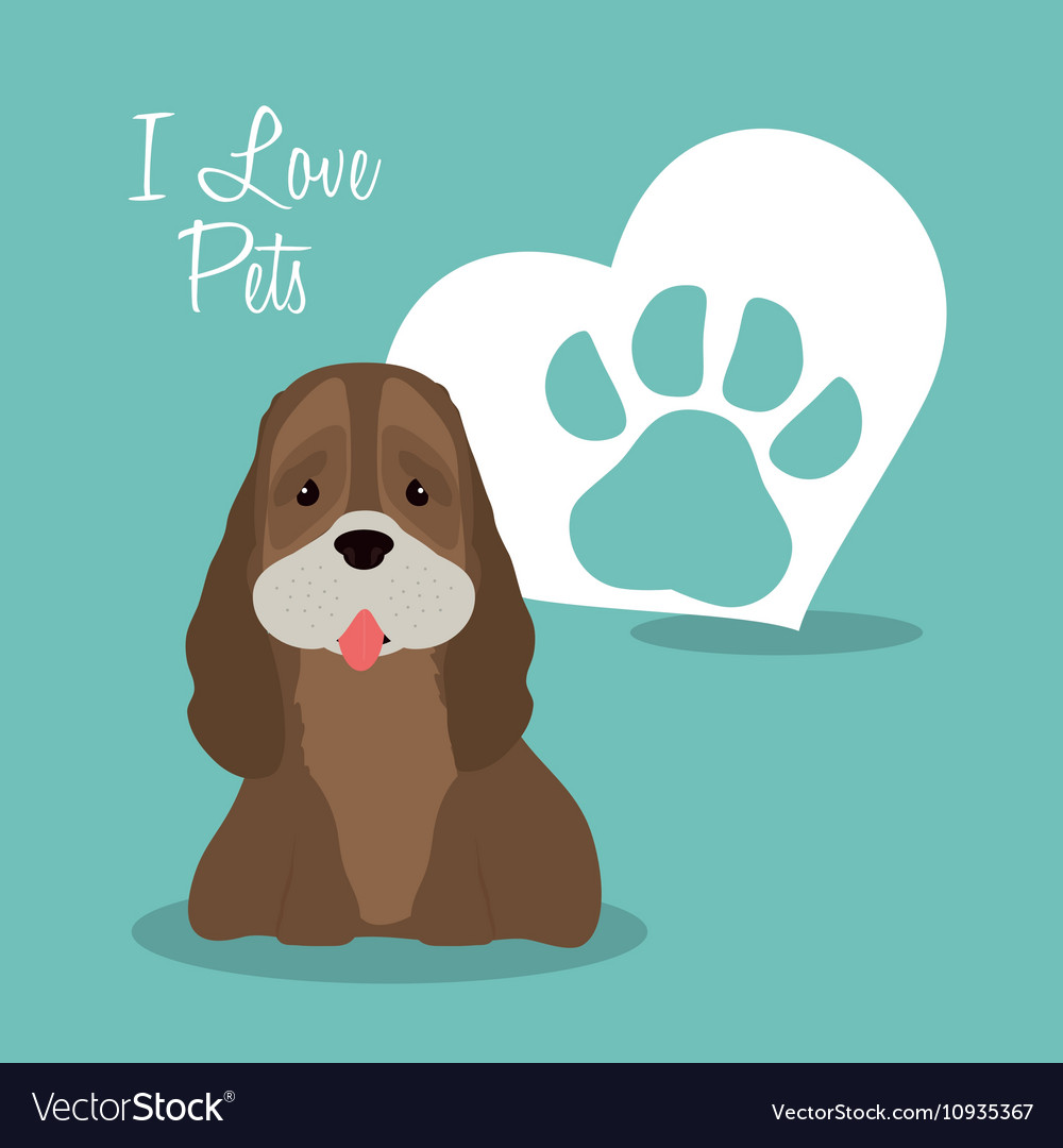 I love pets heart poster Royalty Free Vector Image