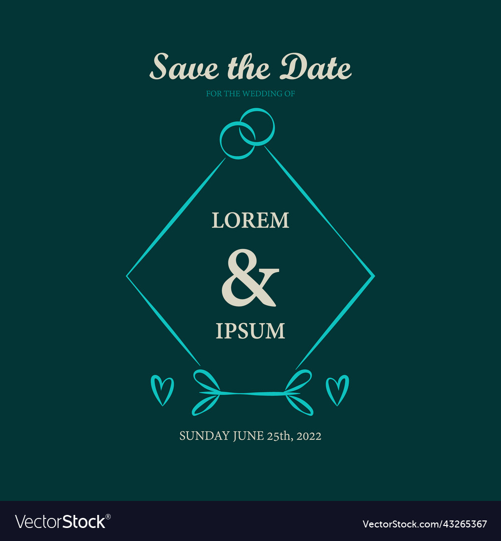 Save the date monogram element design on green