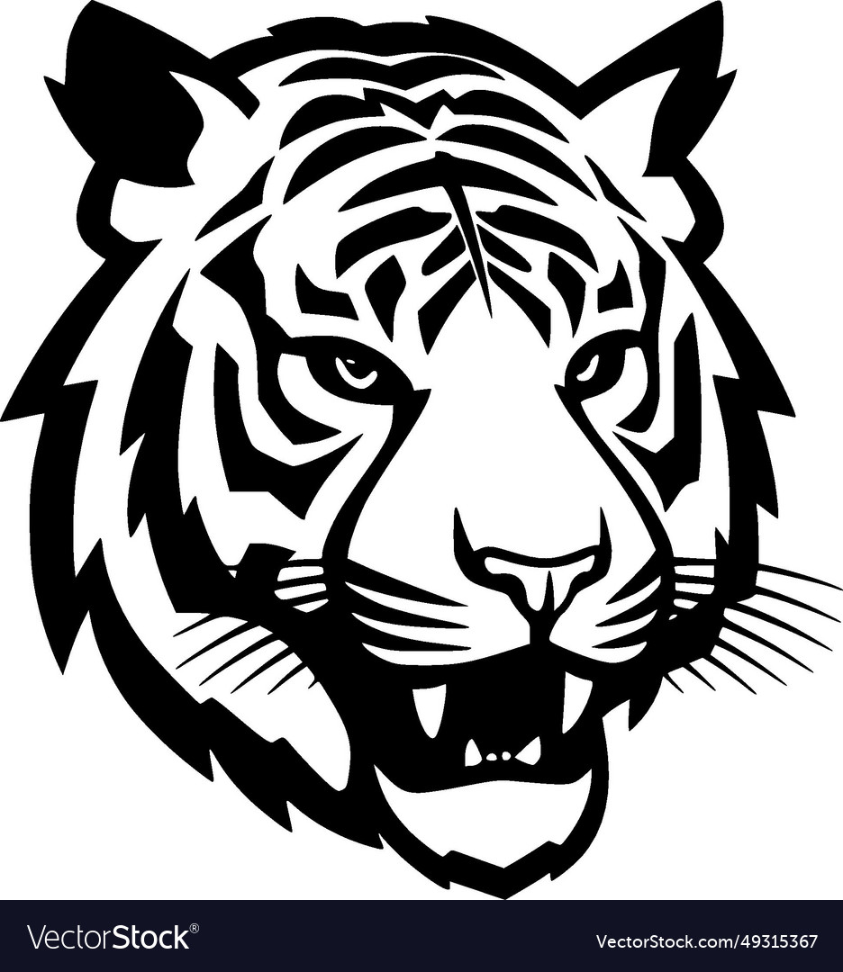 Tiger - minimalist and flat logo Royalty Free Vector Image