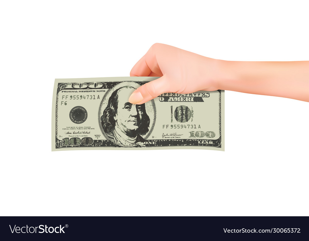 Cash money in hand Royalty Free Vector Image - VectorStock