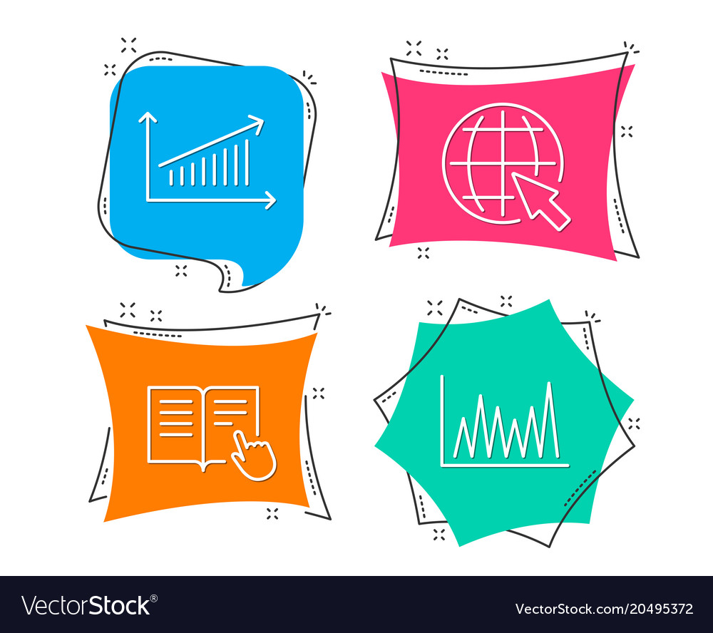 Chart read instruction and internet icons line