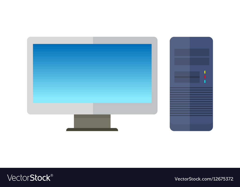 Computer Monitor with Computer System Unit Vector Image