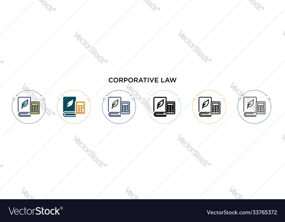 Corporative law icon in filled thin line outline