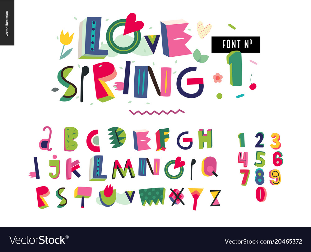 Cute Spring Alphabet Set - Latin Font