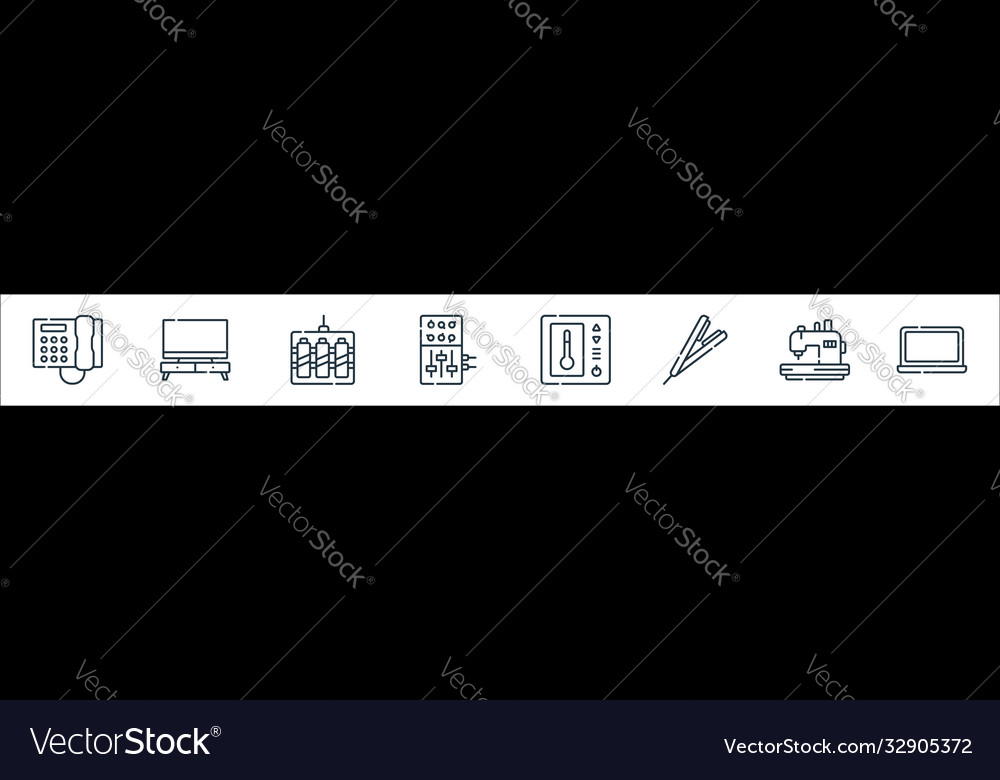 Electronics line icons linear set quality vector image Electronics line icons linear set quality
