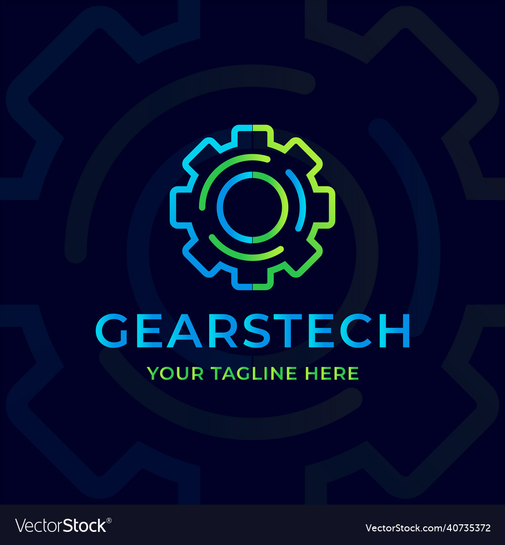 Gears logo modern line art gradient color Vector Image