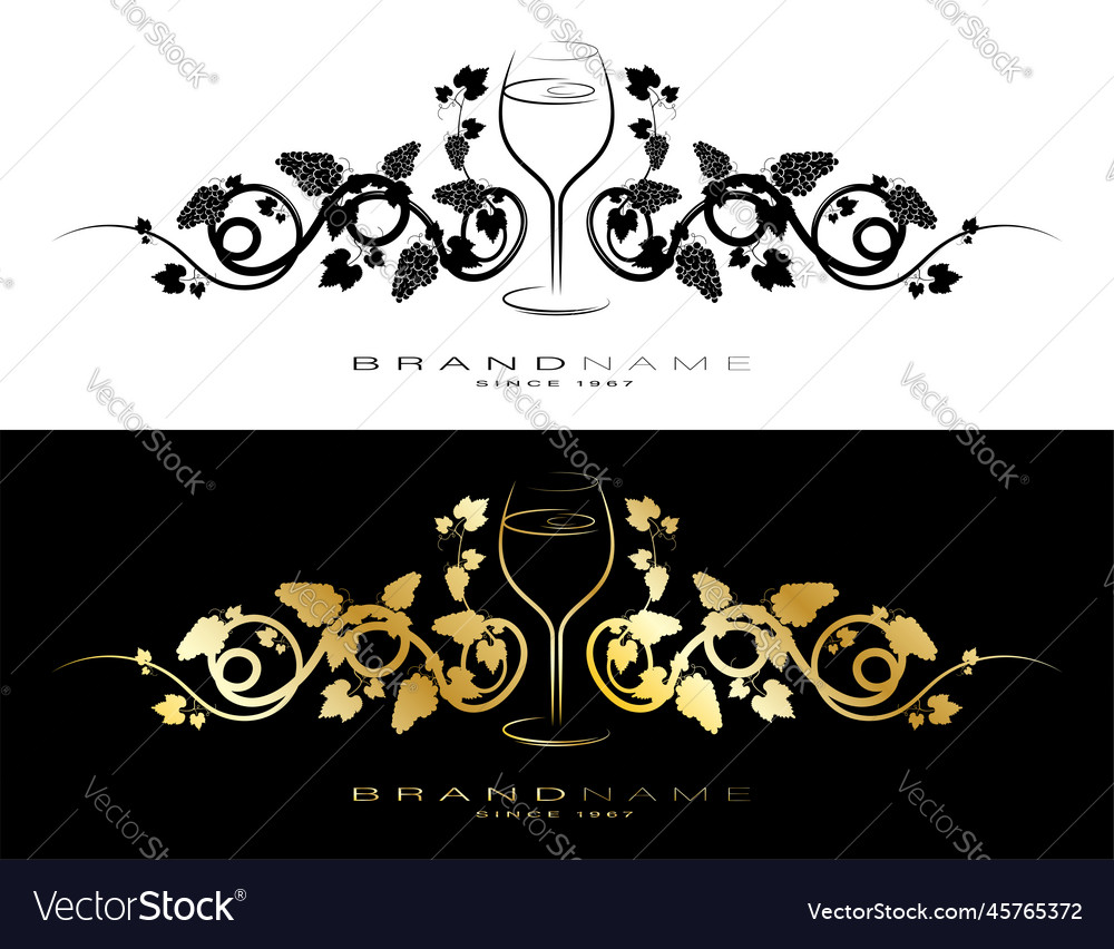 Grapevine scroll with crystal wine glass header