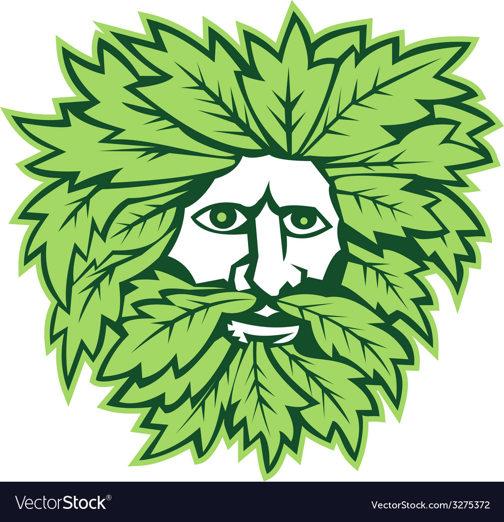 Green man front isolated Royalty Free Vector Image