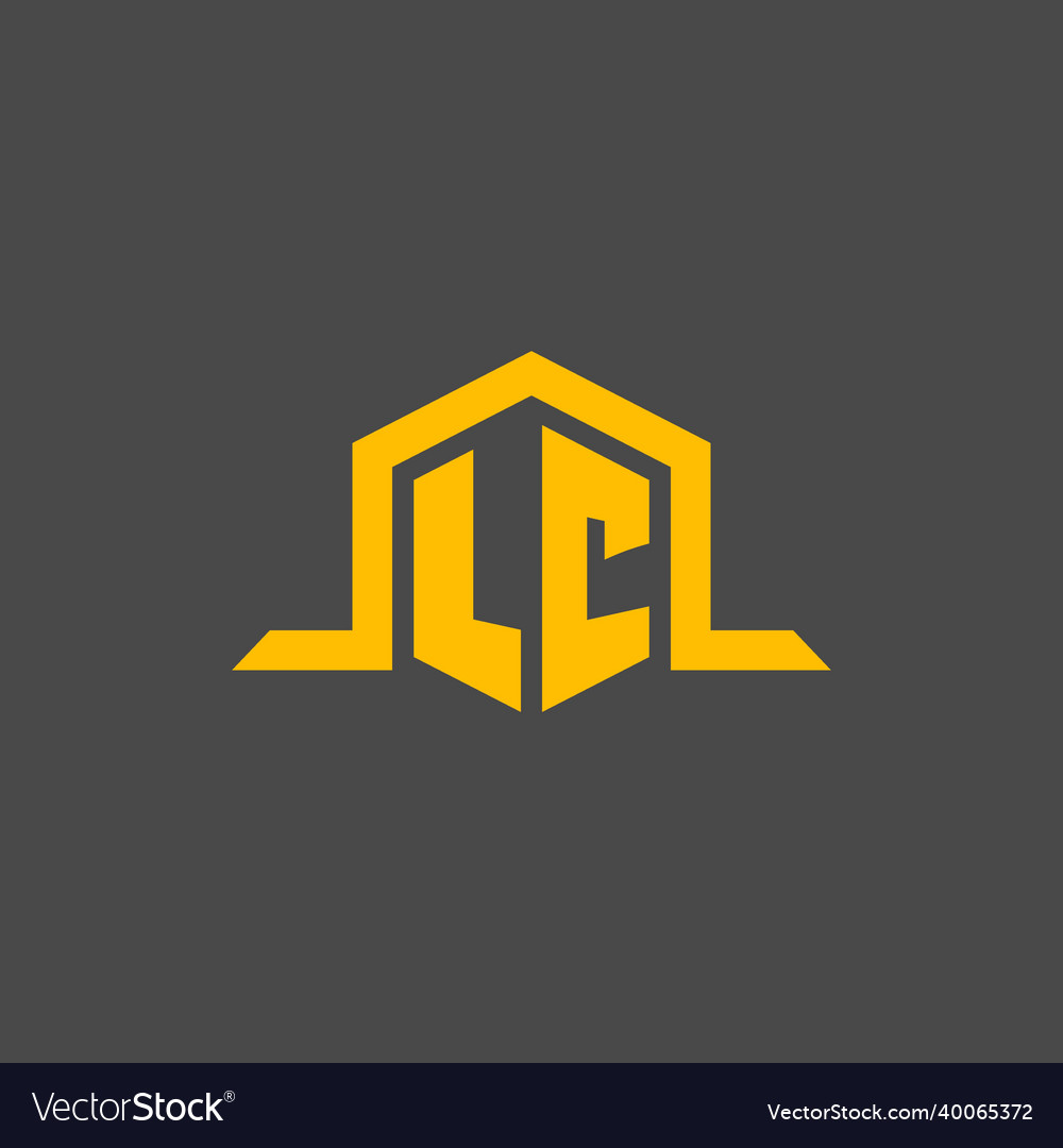 Lc monogram initial logo with hexagon style design