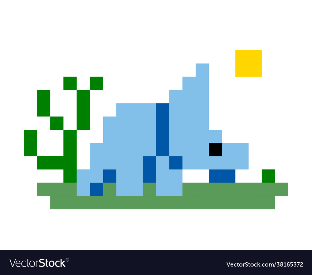 Pixel dinosaur image for game assets Royalty Free Vector