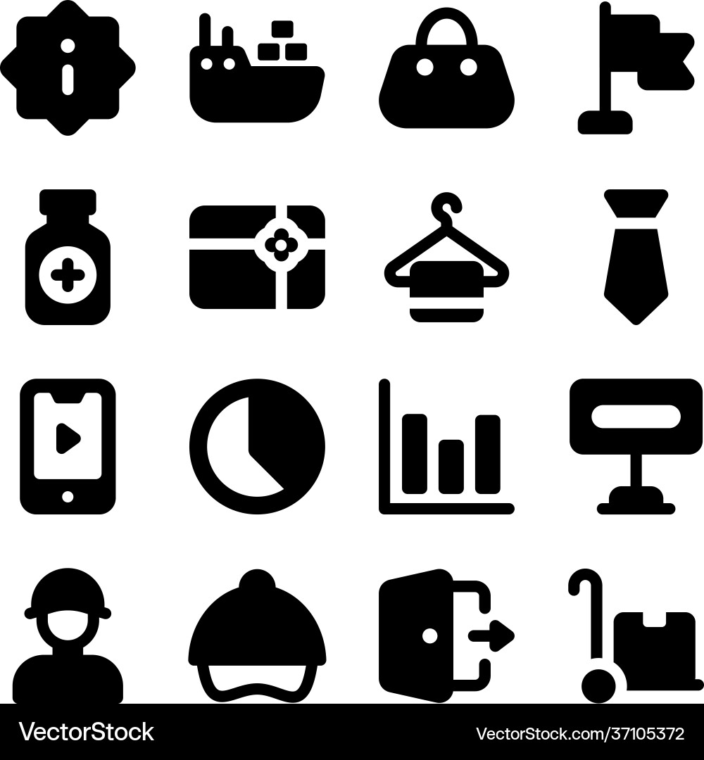 Shopping and logistics solid icons pack Royalty Free Vector