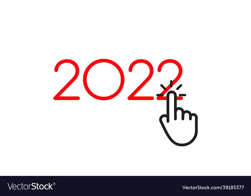 Happy 2022 new year mouse click on button